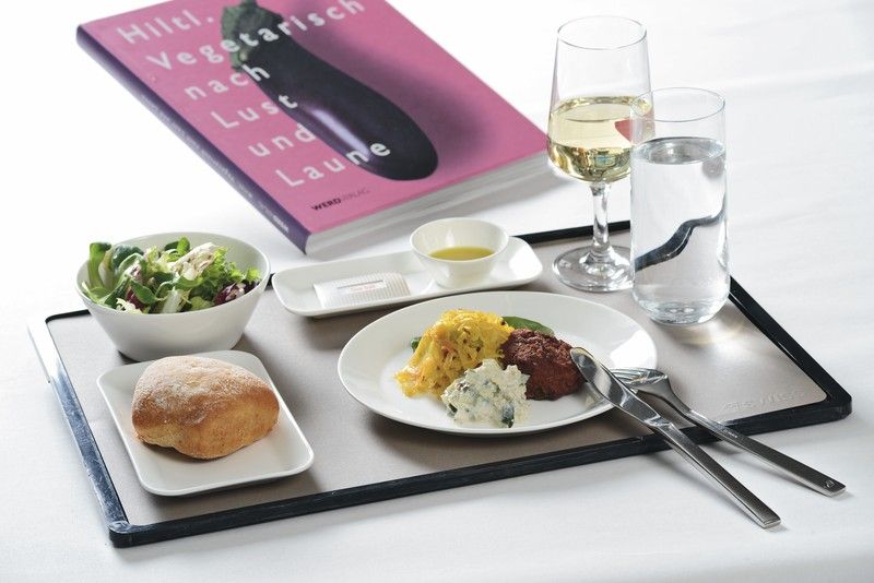 Swiss Air Lines business class meal.