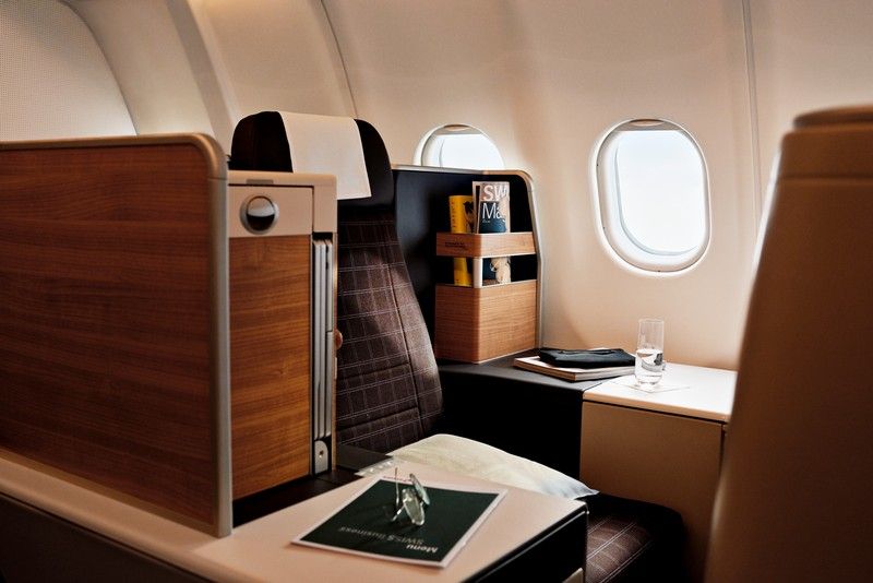 Swiss business class seats.