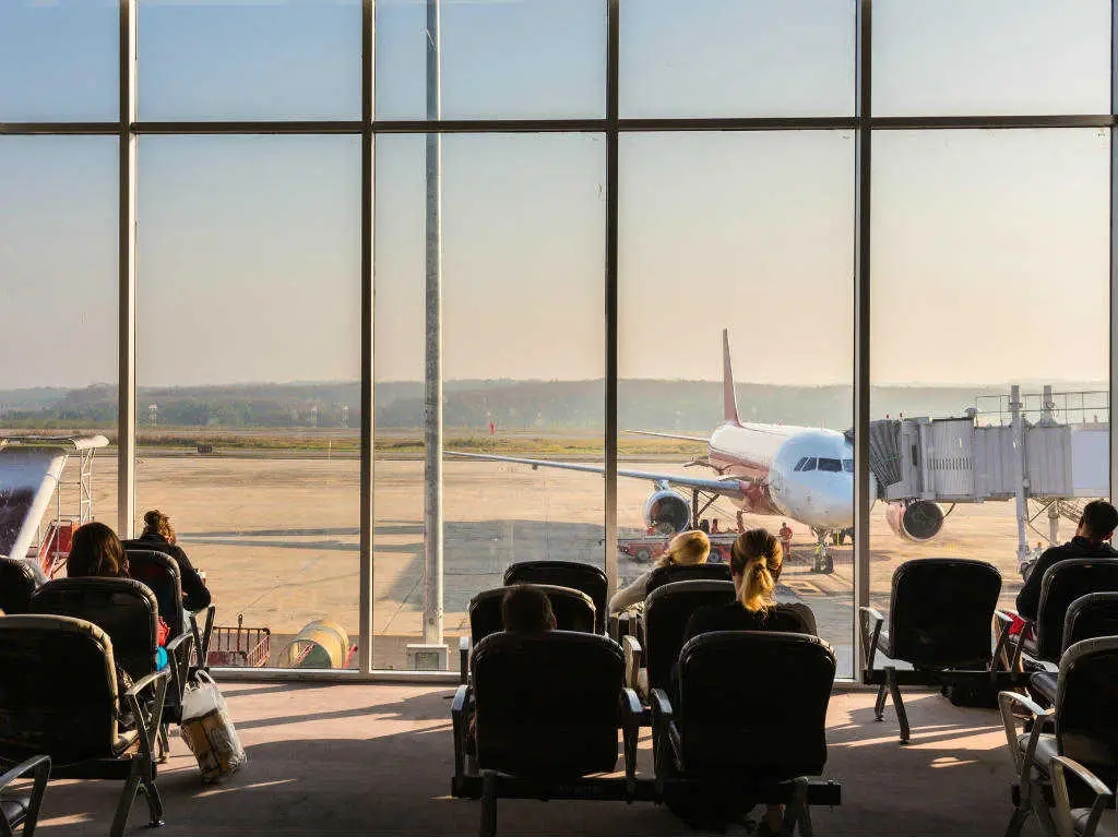 airport with waiting passengers