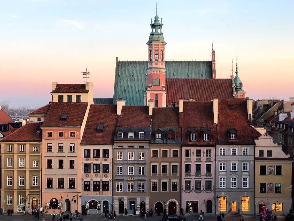 A main square in Warsaw, Poland