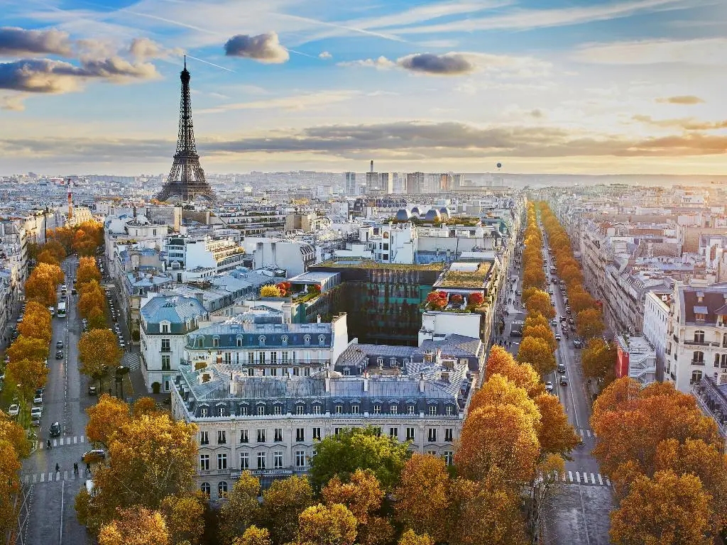 view over Paris with Eiffel Tower in the background