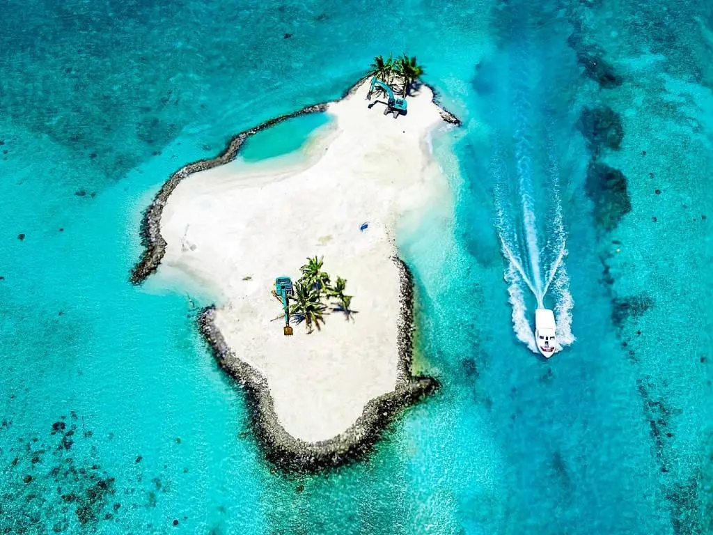 aerial view of an island in the Maldives.