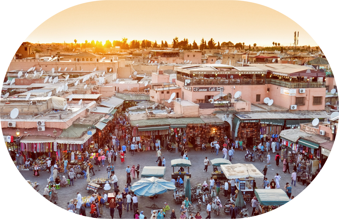 Bazaar with merchants and patrons